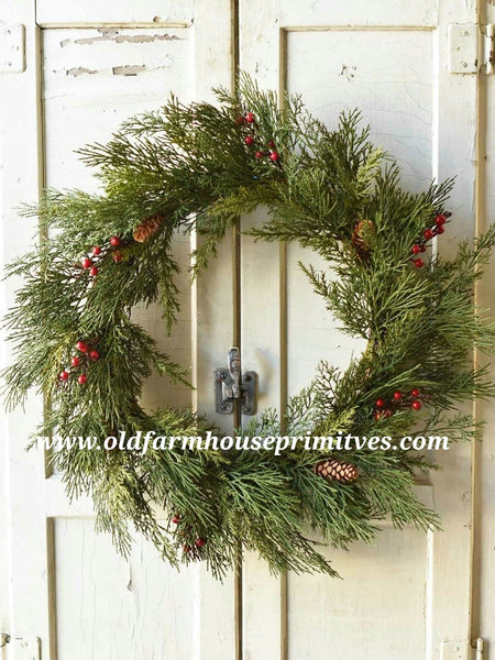 #LH219 Alpine & Berries Wreath 20" #1 Seller