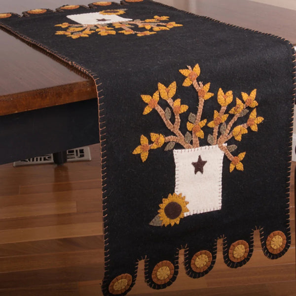 #HCBSC1 Primitive Wool "Bitter Sweet Crock" Table Runner