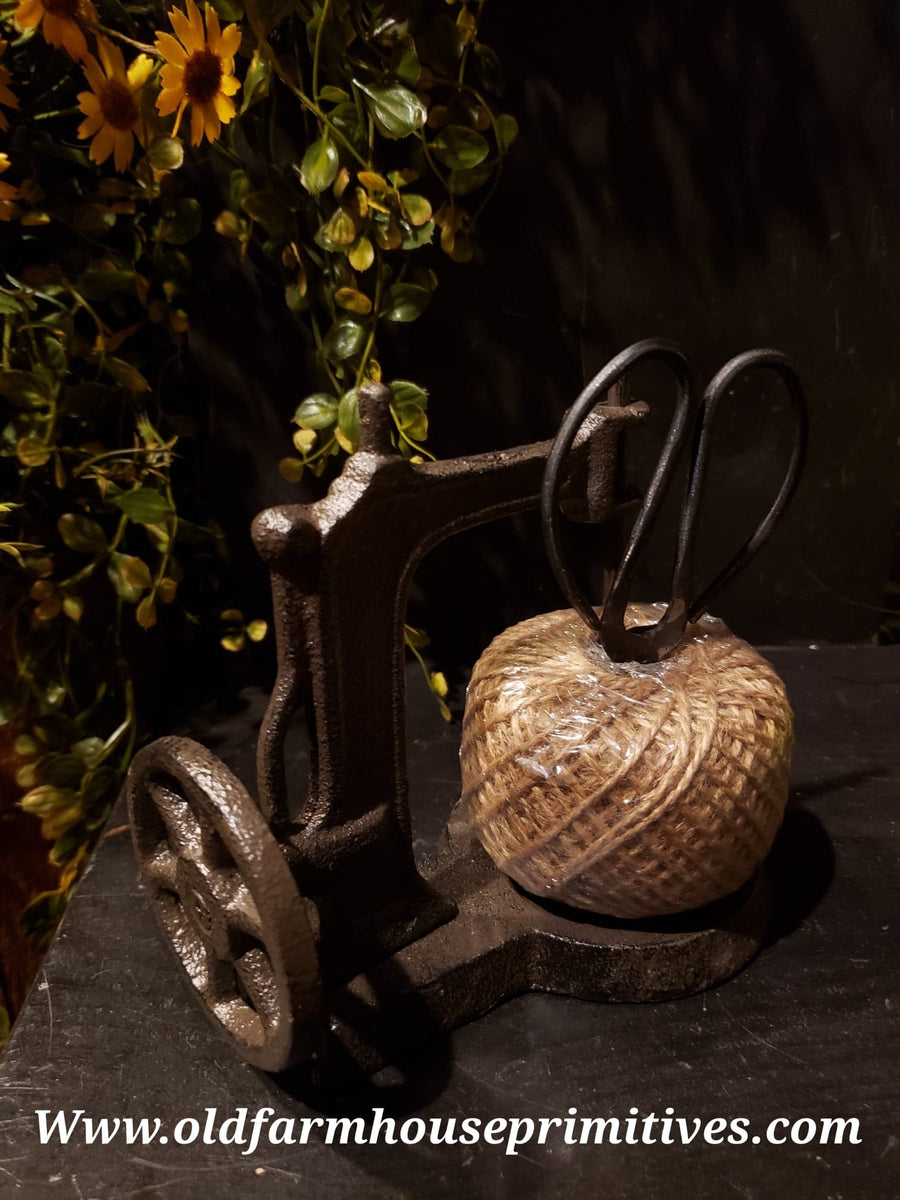 #SMTWS Primitive Iron Sewing Machine Twine String Holder With Scissors ...
