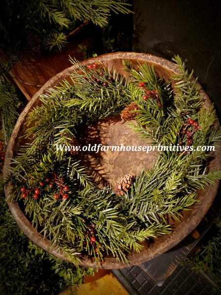 #CHCR12R Primitive Homestead Christmas Collection 12" Candle Ring #1 Seller