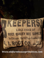 #PSPB2 Primitive Farmhouse "BEE KEEPERS!" Pillow (Made In USA)