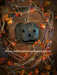 #JOLFB9 Primitive Spooky Black Jack-O-Lantern Pumpkin 🎃 Ornament #1 Seller!