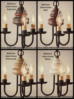 #9120T Bellview Wooden Chandelier In Americana Colors (Made In USA)