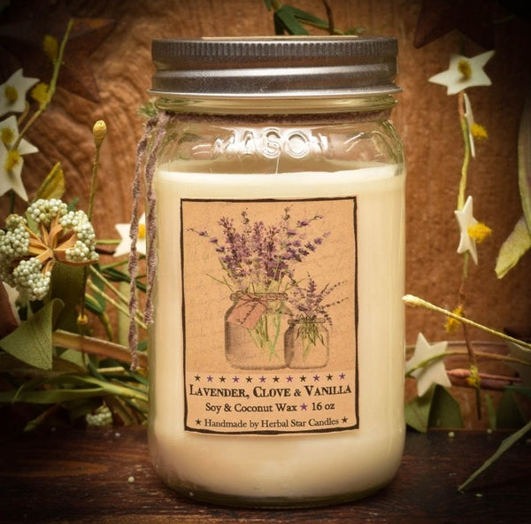 #HSCLCV16 Lavender, Clove & Vanilla 16oz Jar Candle