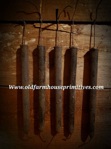 #PHBBW5 Primitive Colonial Hearthside Hanging Blackened Beeswax Candles  (Made In USA)