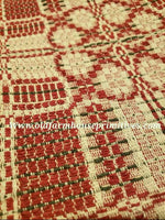 #PCT35 Yorktown Weave "Cranberry , Tan And Green" Textile