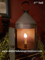 #BTL2 Primitive 18" Tall Fireside Tin Electric Lantern (Made In USA)