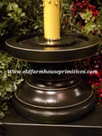 #CRDBASE7 Primitive Candle Sleeve Small Or Medium "Black Jefferson Antique Pedestal Wood Base"  (Made In USA)