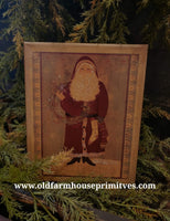 #VBD1674 Primitive Santa Holding Wreath & Stockings Canvas Print