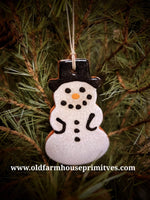 #SRW1024SNW Redware Snowman Ornament